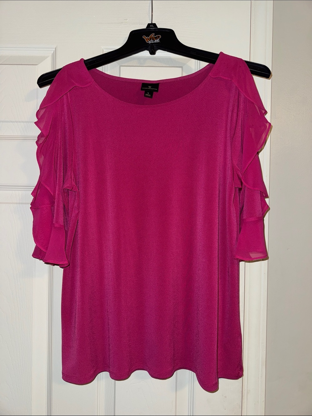 Worthington Fuchsia Ruffle Sleeve Blouse